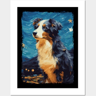 Australian Shepherd Starry Night Posters and Art